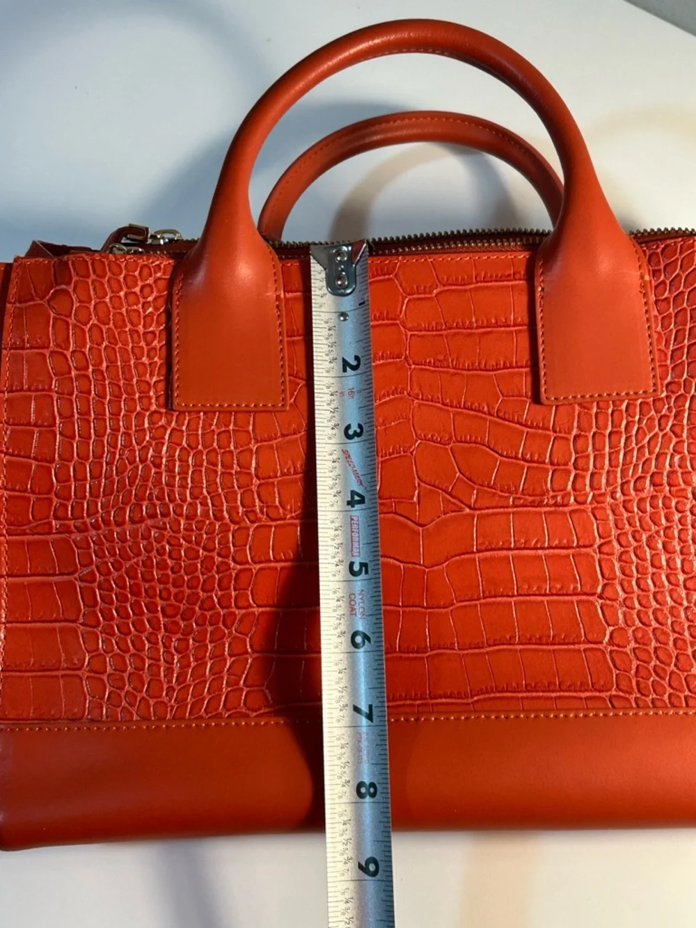 Teddy Blake Orange Croc-Embossed Leather Satchel Purse - Picture 8 of 10